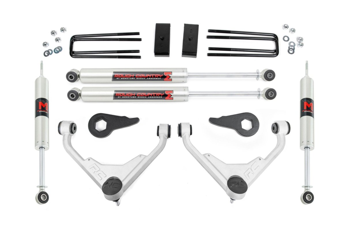 GMC Sierra 2500 HD Suspension Lift Kit - Front + Rear - Rough Country - 3 Inch Lift, FT Code, M1 - '01-'10